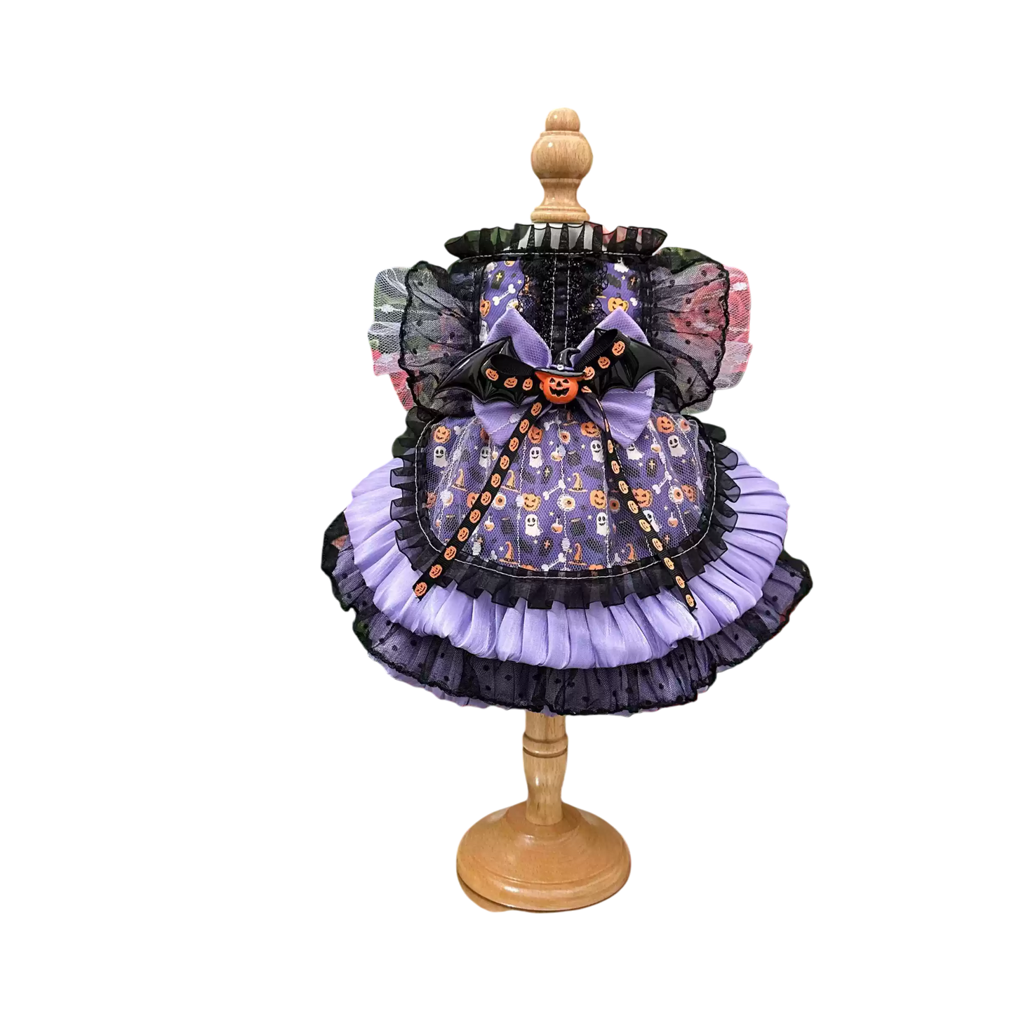 Spooky Elegance Purple Halloween Pet Dress