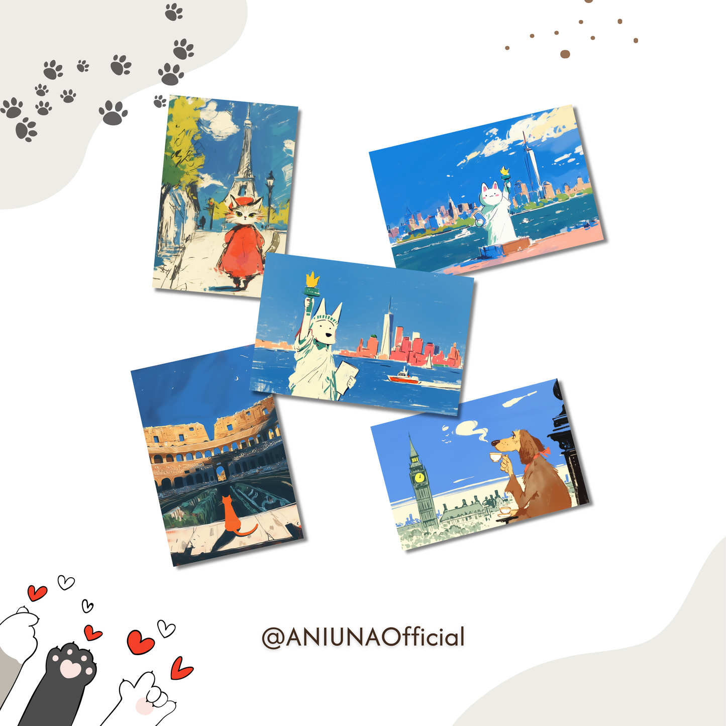 Urban Tales Pet Watercolor Postcards Bundle