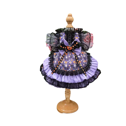 Spooky Elegance Purple Halloween Pet Dress