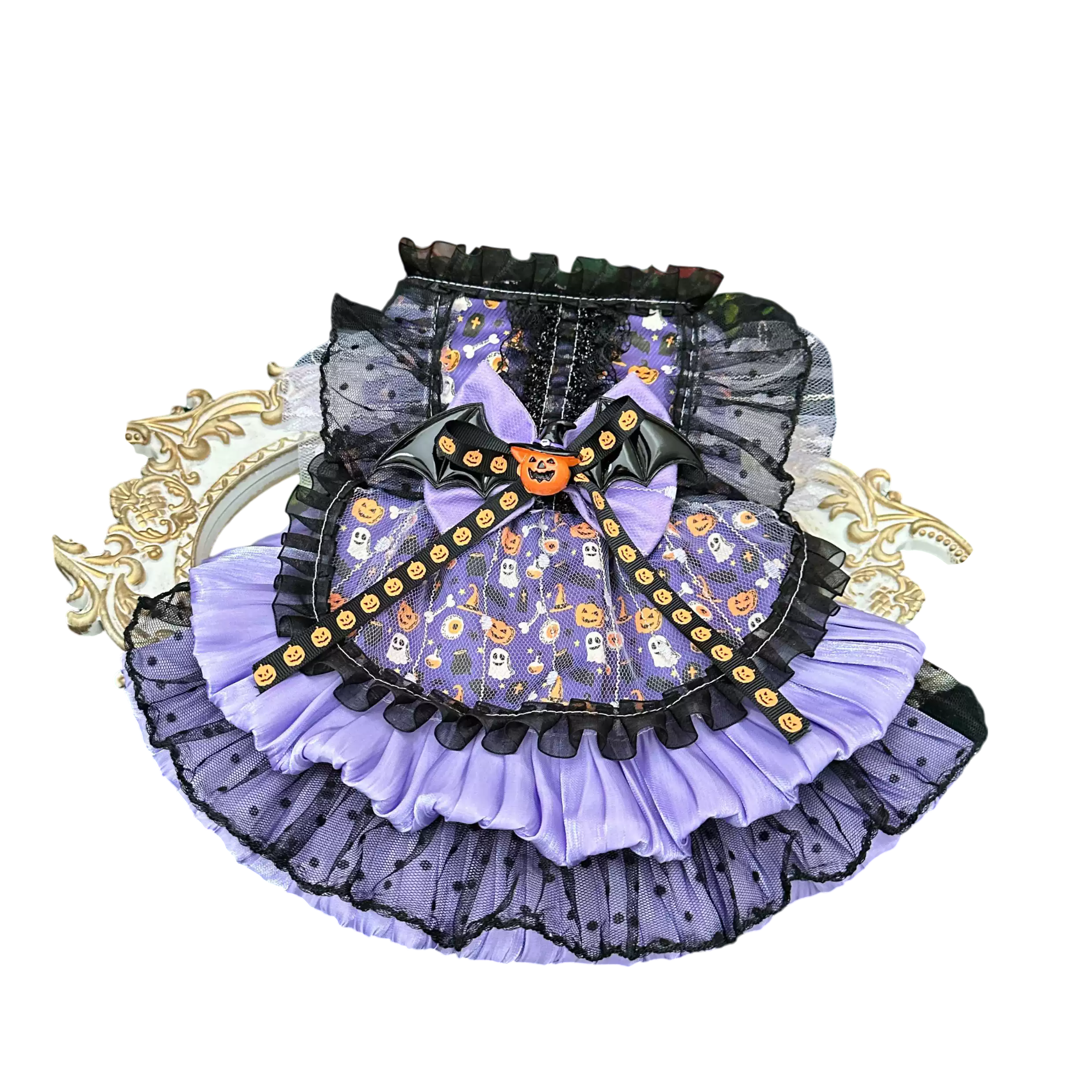 Spooky Elegance Purple Halloween Pet Dress