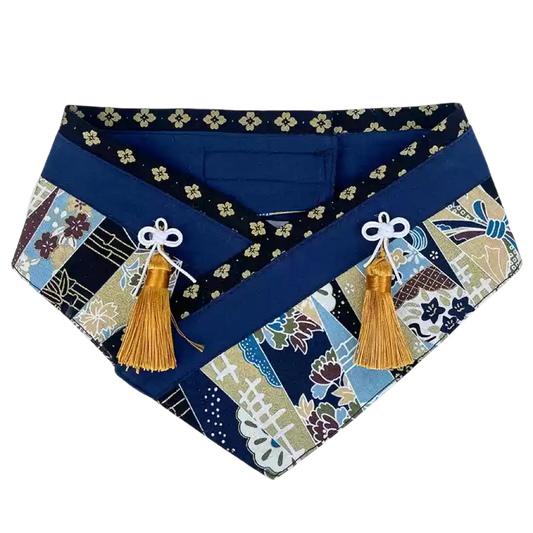 Japanese Kimono Pet Bandana with Decorative Tassels