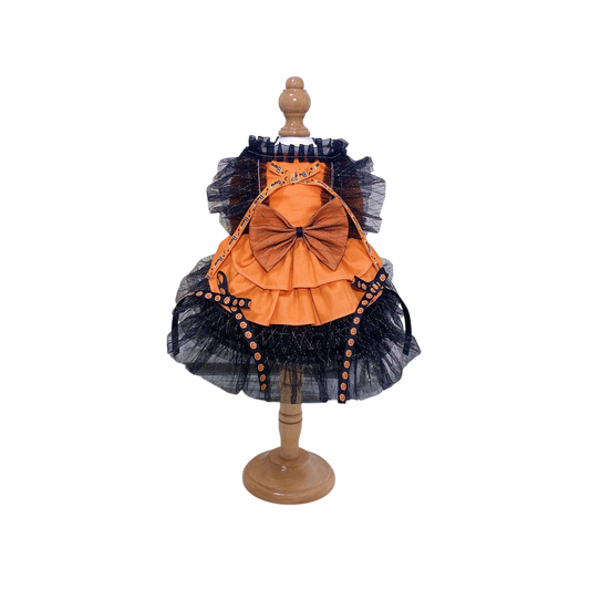 Spooky Chic Pumpkin Halloween Pet Dress