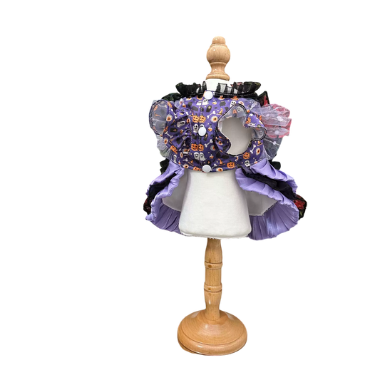 Spooky Elegance Purple Halloween Pet Dress